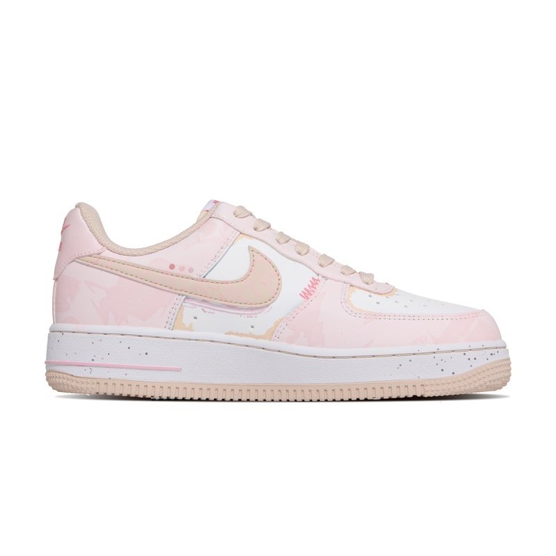 Custom Air Force 1 Shoes Beige Pink Love Notes - Image 2