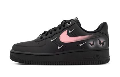 Custom Air Force 1 Shoes Black Pink Shadow Butterfly