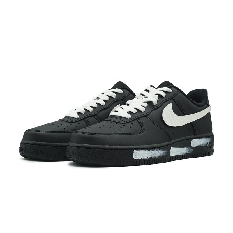 Custom Air Force 1 Shoes Black White Paint Stroke - Image 3