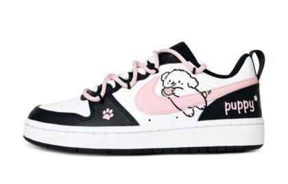 Custom Court Shoes Black Pink Puppy Play