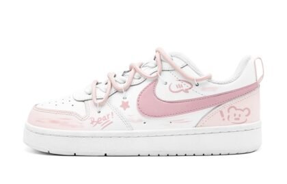 Custom Court Shoes Pink White Little Bear