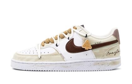 Custom Court Shoes White Brown Christmas Tree