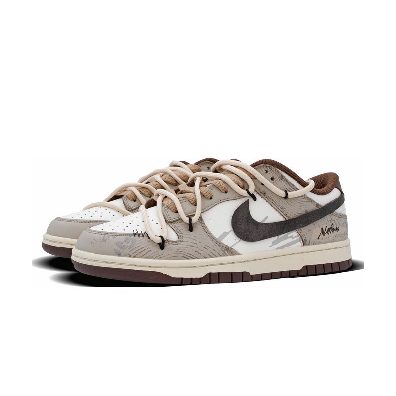 Custom Dunk Shoes Beige White Vintage Vibes - Image 3