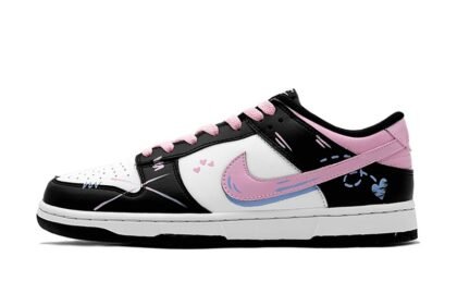 Custom Dunk Shoes Black Pink Graffiti Street
