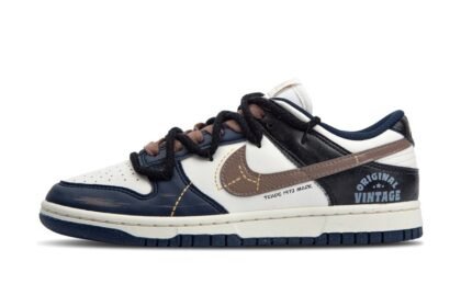 Custom Dunk Shoes Blue Brown Retro Vintage