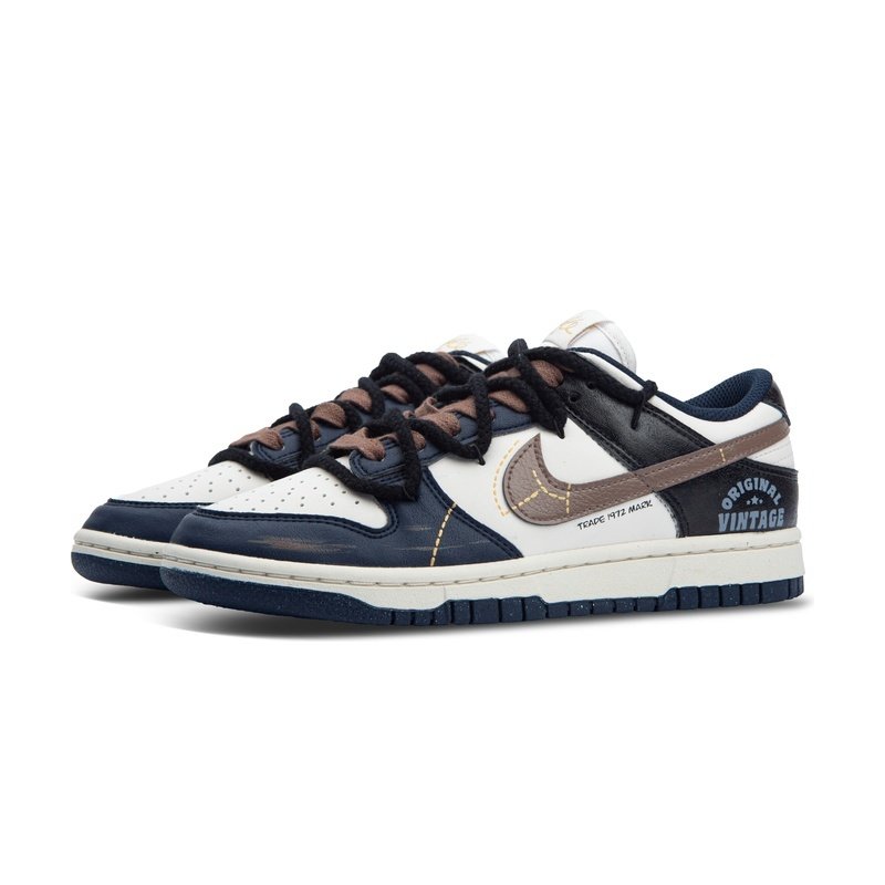 Custom Dunk Shoes Blue Brown Retro Vintage - Image 3