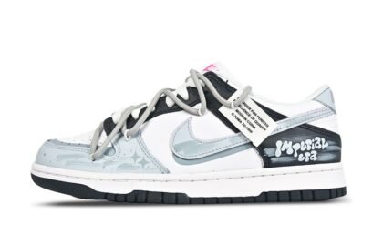 Custom Dunk Shoes Light Blue Black Graffiti Street