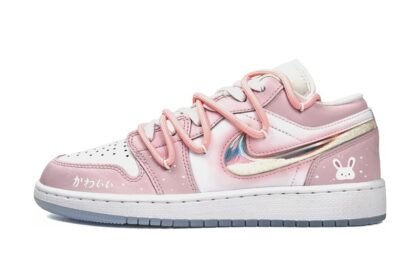 Custom Jordan Shoes Pink Silver Rabbit Tale